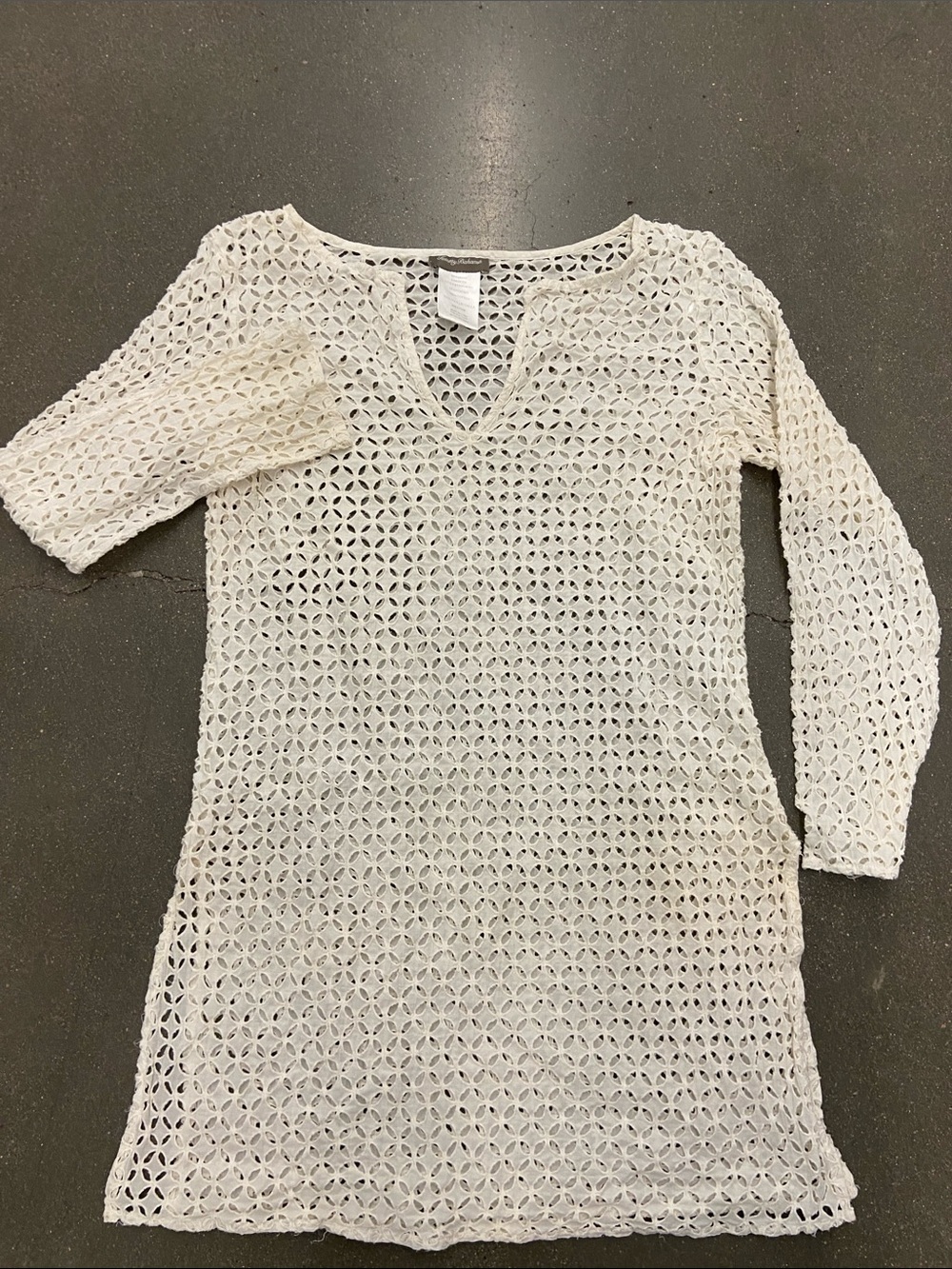 Tommy Bahama White Crochet Tunic Cover-Up